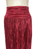 Zoomed in waist view-Mary McFadden dark red pleated maxi skirt