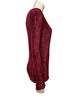Side view-Mary McFadden dark red pleated long sleeve top
