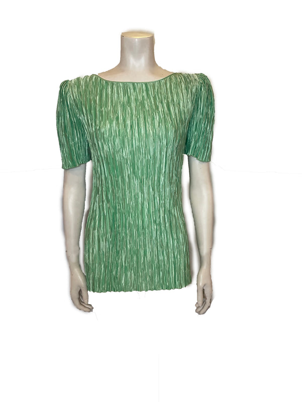 Mary McFadden mint green pleated short sleeve