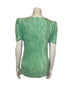 Back view-Mary McFadden mint green pleated short sleeve