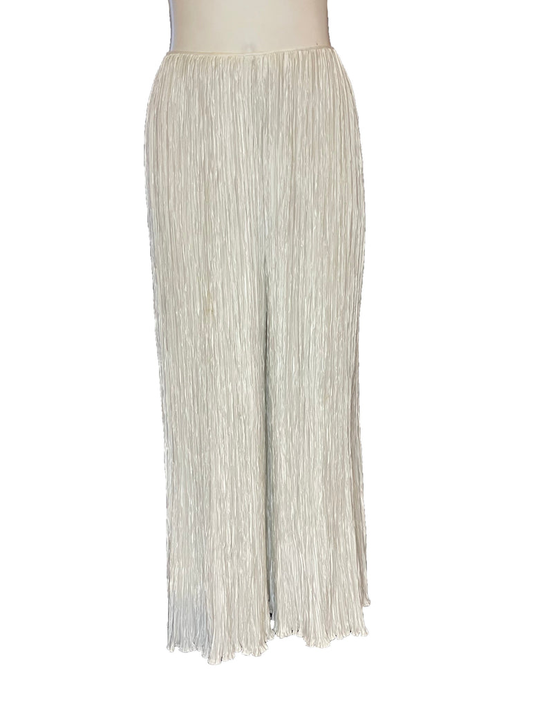 Mary McFadden white pleated flowy pants