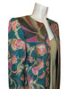 Zoomed in corner view-Mary McFadden jewel tone texture printed jacket