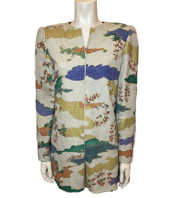 Mary McFadden pastel textured printed jacket
