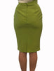 Lime-green, high-waisted pencil-skirt with darting. 