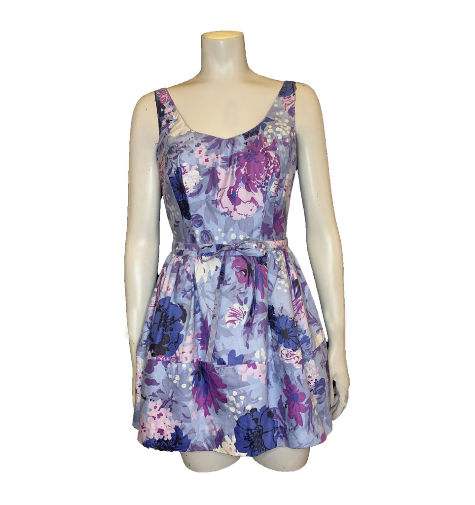 purple floral swimsuit dress