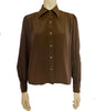 long sleeve brown silk blouse