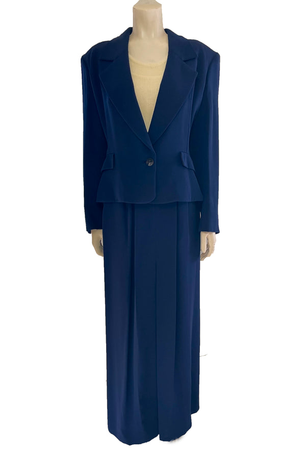 Navy Blue Blazer and Long Skirt Suit