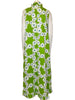 Green and white floral maxi dress.