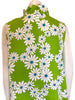 Green and white floral maxi dress.