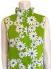 Green and white floral maxi dress.