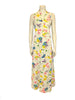 White and multicolor floral maxi dress.