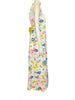 White and multicolor floral maxi dress.