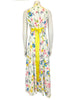 White and multicolor floral maxi dress.