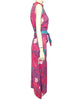 Magenta and purple psychedelic floral print maxi dress.