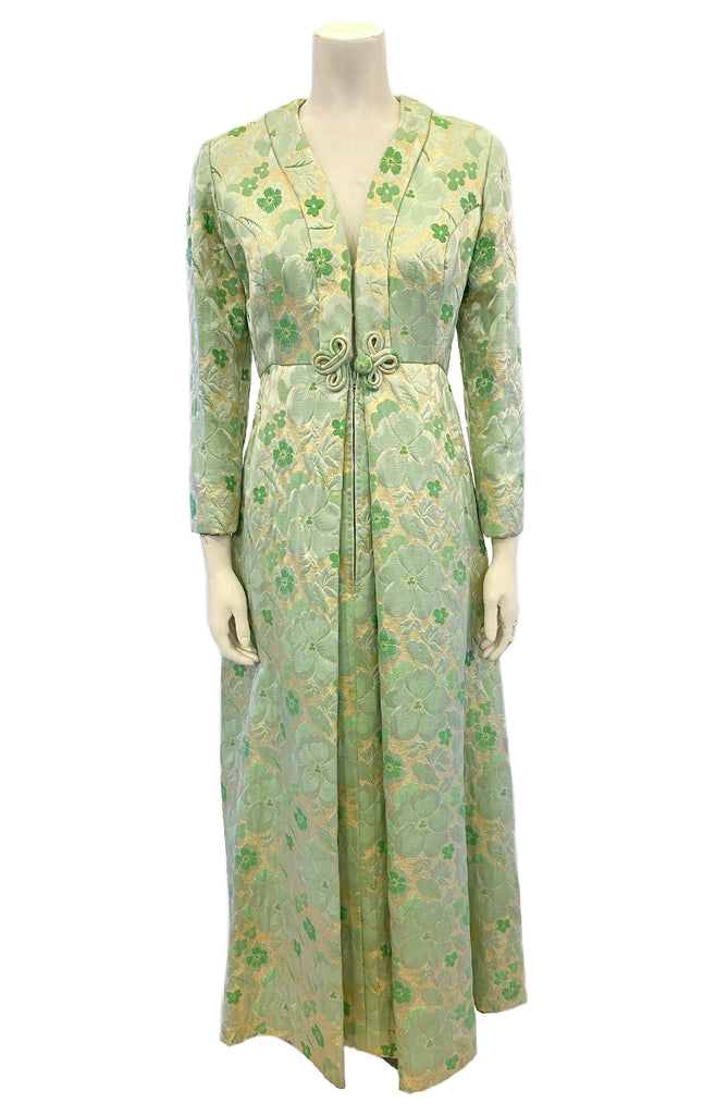 Light and dark green floral robe dress 