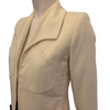Cream wool cropped jacket with rounded collar and two patch pockets