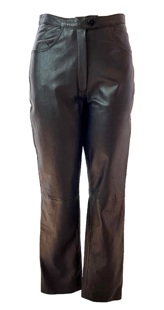 high waisted black leather pants