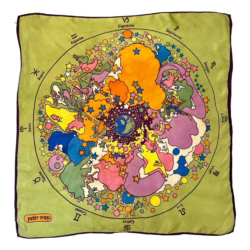 Peter Max Astrology Scarf-earth and space astrology pattern