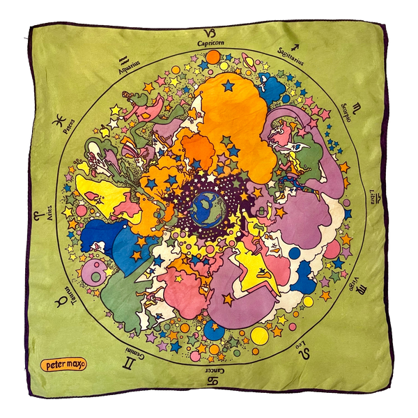 Peter Max Astrology Scarf-earth and space astrology pattern