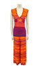 orange and purple knit tank top and palazzo pants 