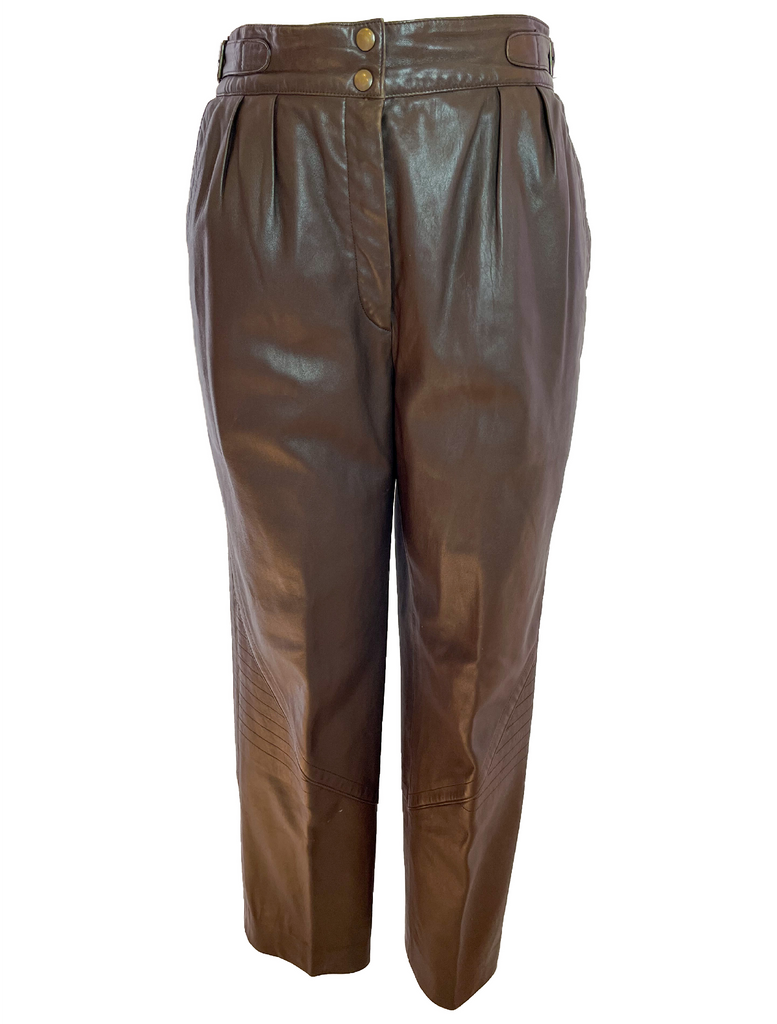 1990s Escada Brown Leather Pants Screaming Mimis Vintage Fashion