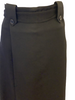 Black, wool, high-waisted midi-skirt with a paper-bag-waist and 1 side-pleat. 