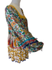 Colorful, tiered, floral mini dress with billowy sleeves. 