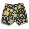 black and beige floral swim shorts