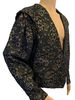 Black & silver, floral brocade, doublet jacket with lace-up, removable sleeves. 
