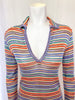 multicolor striped rib knit long sleeve shirt