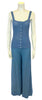blue knit button-up tank top