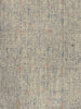 Closeup of knit grey fabric with flecks of orange and blue