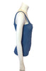 blue knit button-up tank top