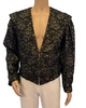 Black & silver, floral brocade, doublet jacket with lace-up, removable sleeves. 