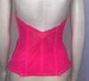 Hip length neon pink lace corset bustier with front zipper