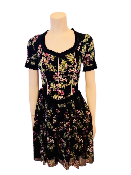 Blumarine Black & Purple Floral Dress