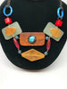 Double strand multimedia necklace with resin and wood beads