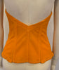 Neon orange lace bustier corset with front zipper Hip length