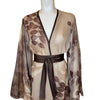Zoomed in Front View(Hanae Mori silk chiffon with brown and creme rose print)
