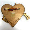 1980s Maximal Art Assemblage Heart Brooch w/ Twigs & Cherub