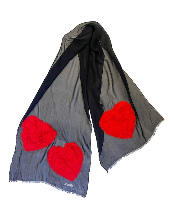 Moschino Silk Chiffon Heart Scarf