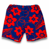 navy and red hawaiian print shorts