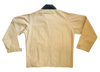 beige and black collar zip-up with patches