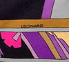 1970s Leonard Paris Multi Color Geometric & Floral Silk Scarf