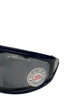 Sunglass in wrap around aviator style in navy blue plastic. Gavonni signature on top right