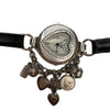 1990s Maximal Art Heart Watch w/ Leather Strap & Charms