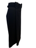 Black, wool, high-waisted midi-skirt with a paper-bag-waist and 1 side-pleat. 