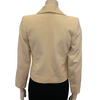 Cream wool cropped jacket with rounded collar and two patch pockets