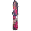 Right Side View (Colorful Hanae Mori floral printed silk chiffon with bow collar and belt)