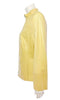 yellow leather jacket with white zipper
